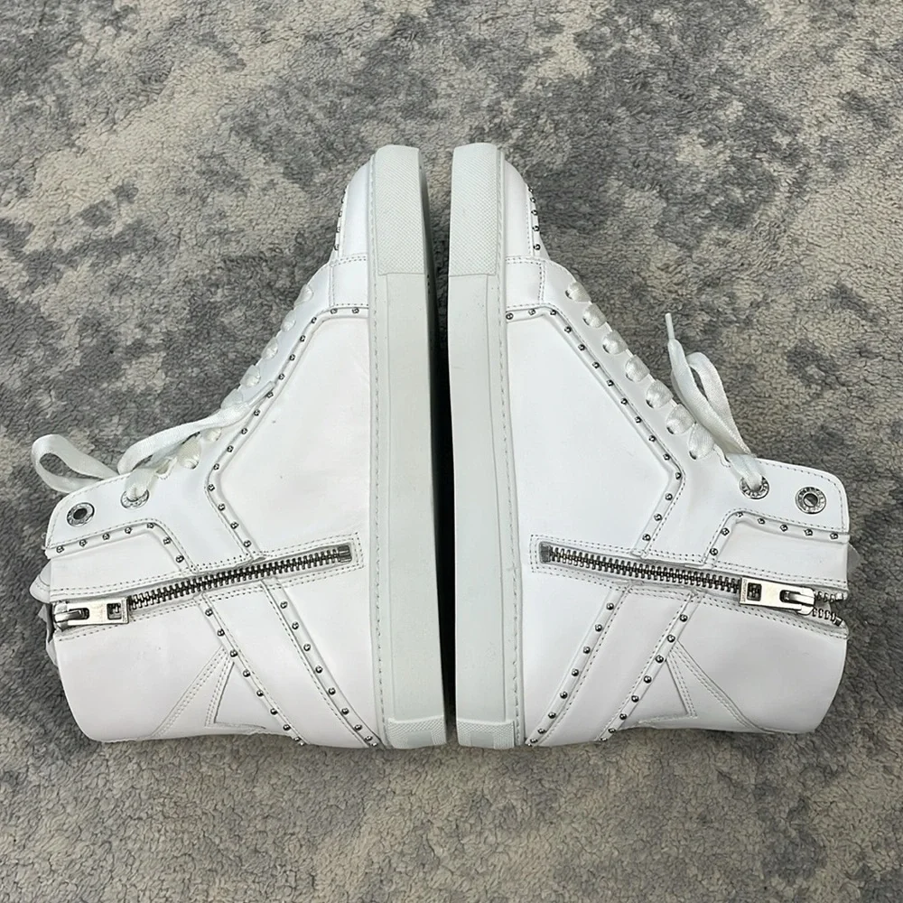 NIB Zadig & Voltaire High Flash Sneaker Studded High Top White Leather Sz 40 - Picture 13 of 14